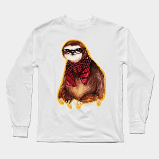 Hipster Sloth Long Sleeve T-Shirt